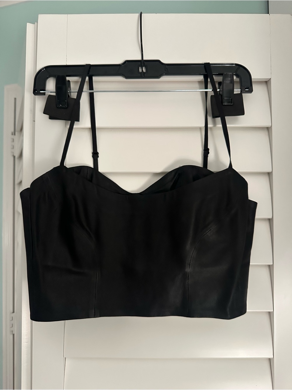 & Other Stories Black Leather Bustier Crop Top
